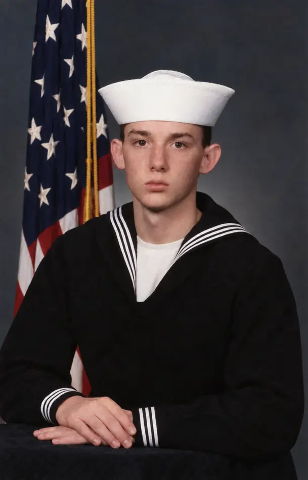 Young Bruce Franse in his United States Navy dress uniform
